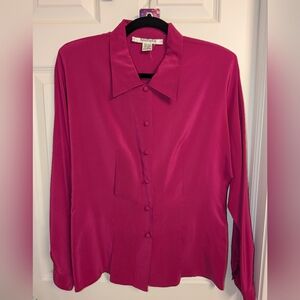 Ann Taylor Vibrant Fuschia Silk Blouse